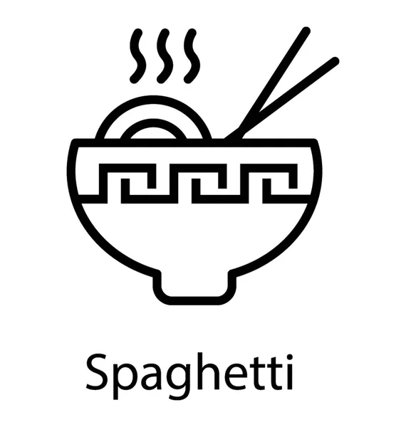 Schüssel Mit Spaghetti Und Stäbchen Zeigt Chinesisches Essen — Stockvektor