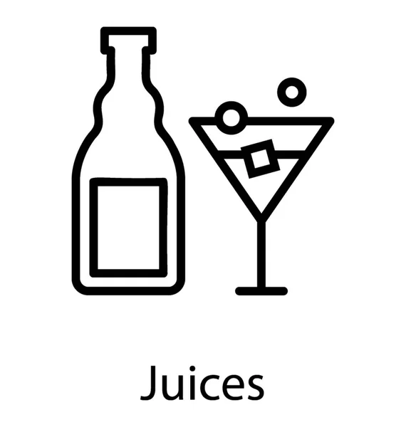 Flaska Och Glas Som Innehåller Kyld Juice För Att Dricka — Stock vektor