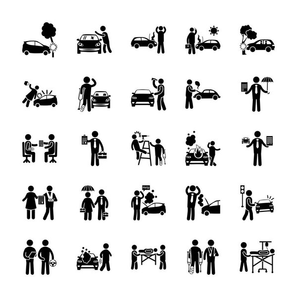 Набор значков автострахования
