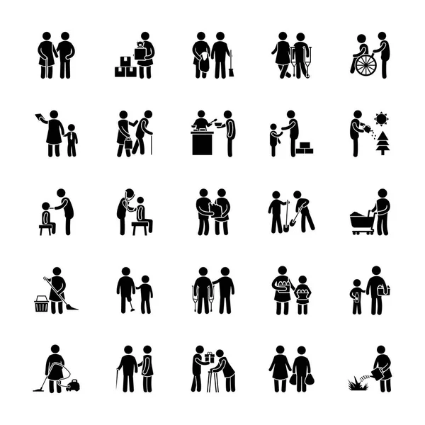 Yemek servisi insanlar glif simgeler