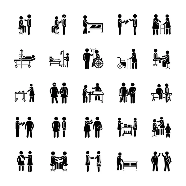 Ensemble Icônes Situations Médicales — Image vectorielle