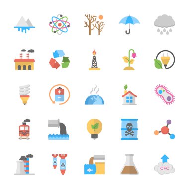 Environmental Pollution Flat Icons clipart
