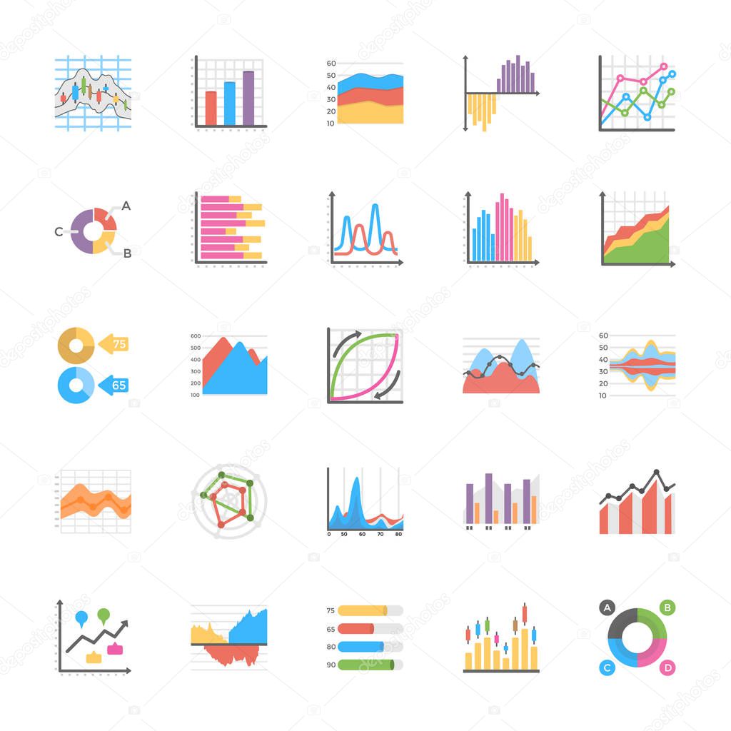 Business Data Graph and Charts Icon Collection 