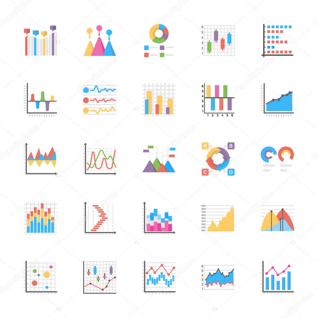 Business Data Graph and Charts Icon Set 