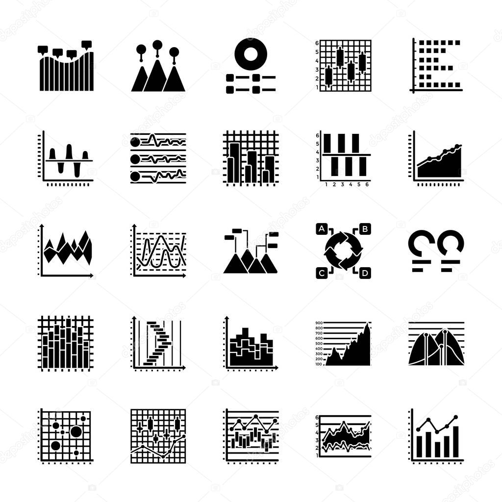 Business Data Graph and Charts Icon Set 