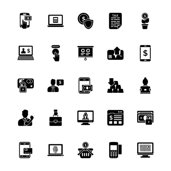 Internet Banking Icons Pack — Stock Vector