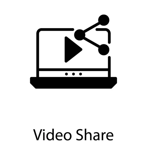 Partage Vidéo Avec Ordinateur Portable Symbole Partage — Image vectorielle
