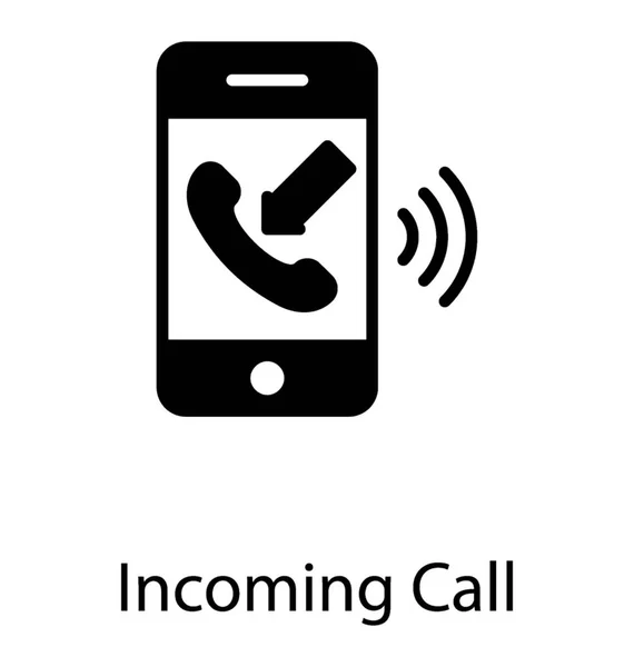 Symbole Appel Entrant Dans Téléphone Portable Avec Signaux — Image vectorielle