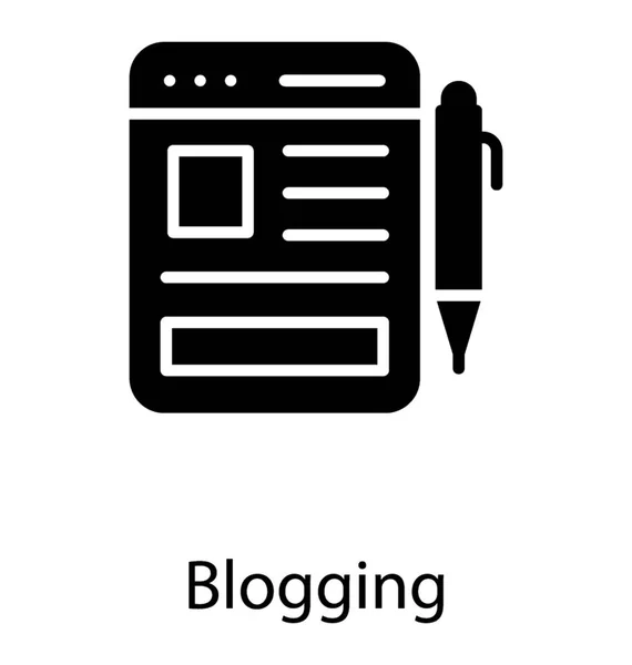 Blogging Symbole Avec Coussin Écriture Crayon — Image vectorielle