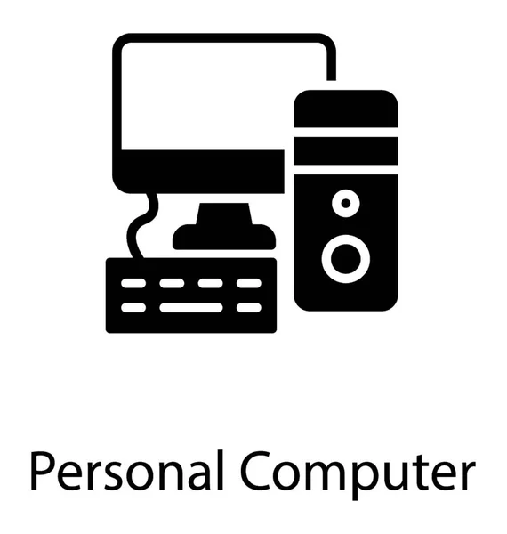 Computador Com Teclado Cpu Computador Desktop — Vetor de Stock