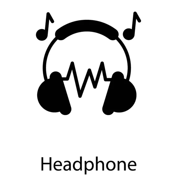 Ondas Sonido Los Auriculares Escuchar Música — Vector de stock