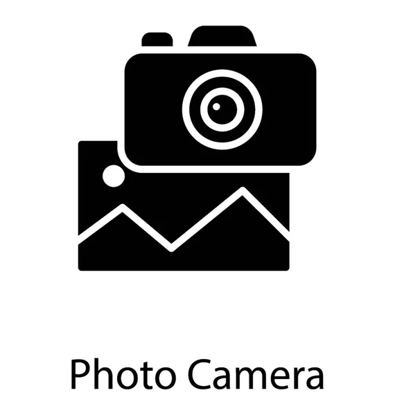 Câmera Com Foto Mostrando Fotografia — Vetor de Stock