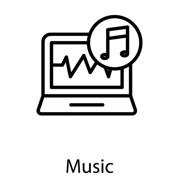 带音乐符号的笔记本电脑是音乐播放器 — 图库矢量图片