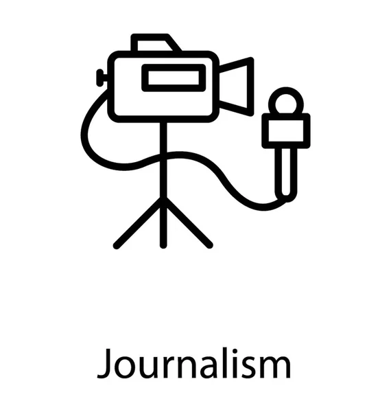 Gazeteci Kamera Yakalama Kayıt Anlar Için Mikrofon Ile — Stok Vektör