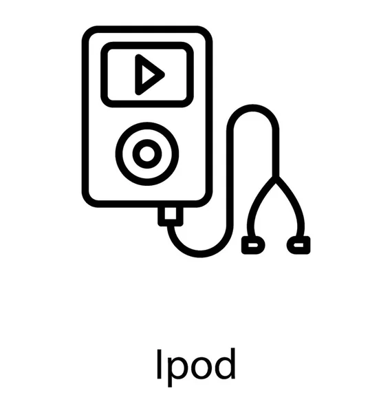 Dispositivo Con Auriculares Conectados Ipod — Vector de stock