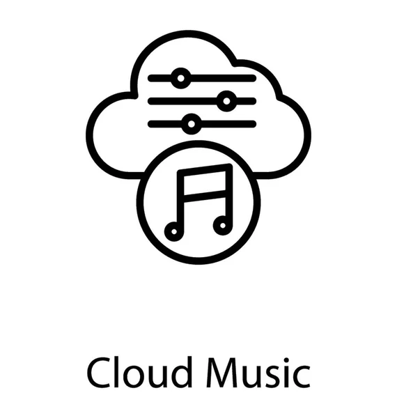 Musique Cloud Avec Symbole Note Musique — Image vectorielle