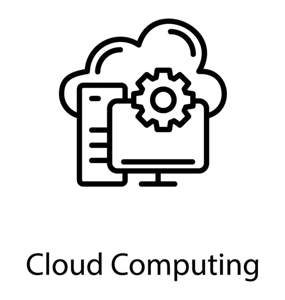 Rete Connessa Cloud Simbolo Dell Ingranaggio Cloud Computing — Vettoriale Stock