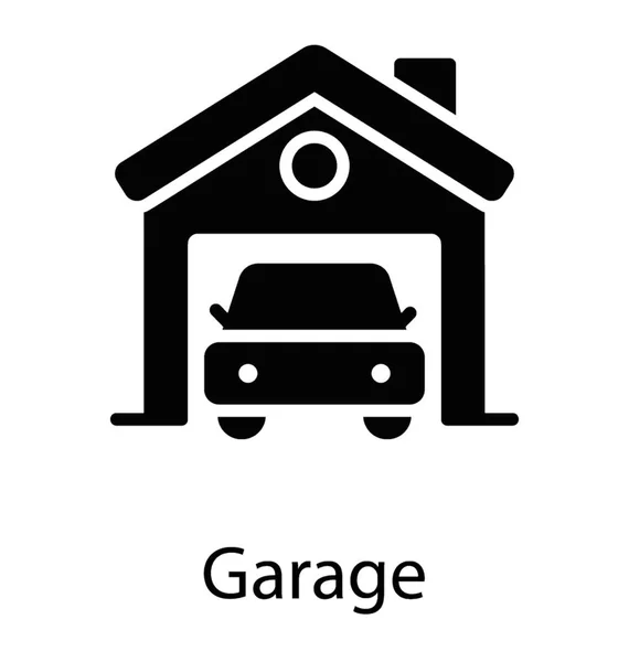 Ein Auto Das Einer Garage Geparkt War — Stockvektor