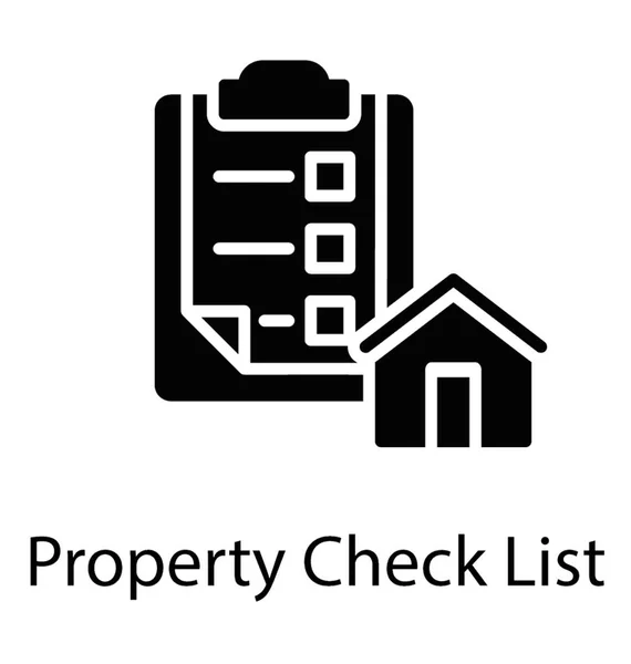 Huis Bouwen Met Een Checklist Hypotheek Glyph Toepassingspictogram — Stockvector