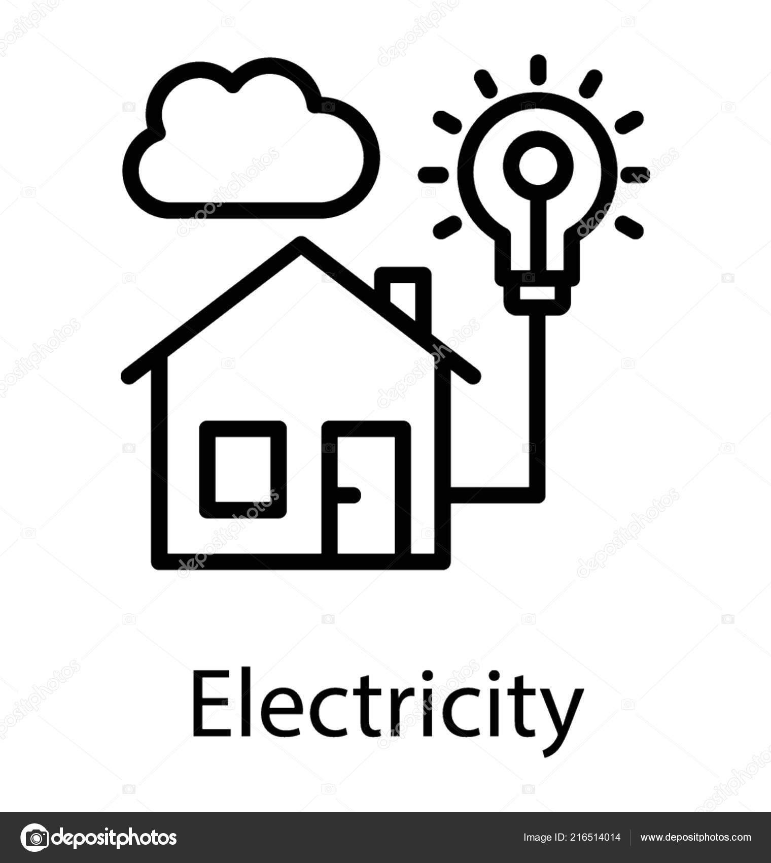 Light Bulb Connected House Domestic Electricity Connection Stock Vector Image by ©prosymbols