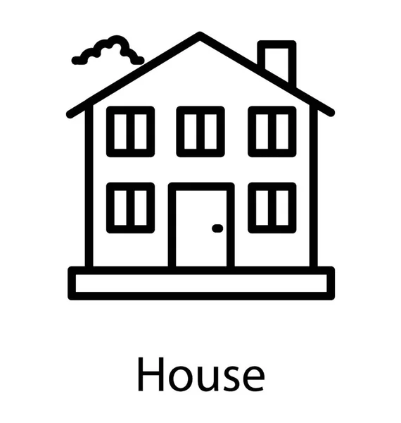 Здание Семейного Дома Иконка Линии Жилого Здания — стоковый вектор