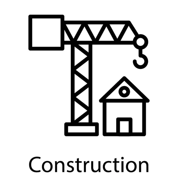 House Lifting Crane House Moving Concept — Stock Vector