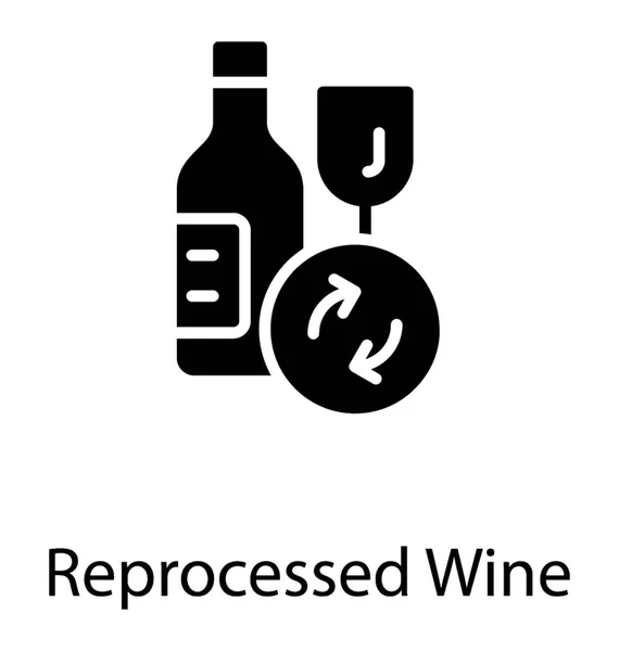 Εικονίδιο Μπουκάλι Κρασί Και Γυαλί Έχει Ένα Σύμβολο Ανακύκλωσης Που — Διανυσματικό Αρχείο