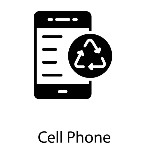 Ícone Telefone Inteligente Com Sinal Reciclagem Que Retrata Reciclagem Móvel — Vetor de Stock