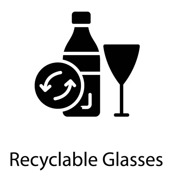 Icône Bouteille Vin Verre Recyclé Représentant Recyclage Verre — Image vectorielle