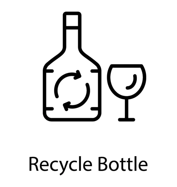 Ícone Garrafa Vinho Vidro Com Sinal Reciclagem Representando Reciclagem Vidro — Vetor de Stock
