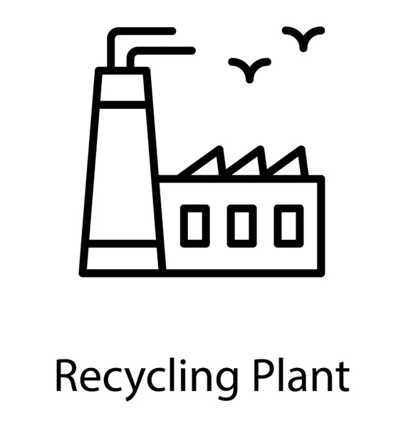 Construção Com Chaminé Globo Representando Fábrica Ambiental — Vetor de Stock