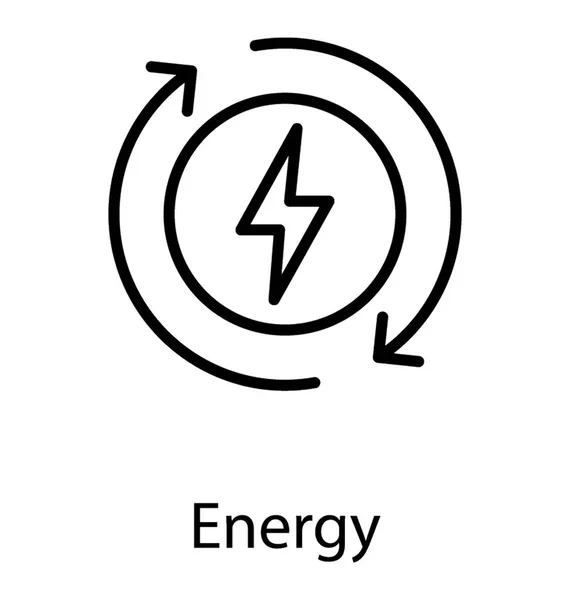 エネルギー リサイクルを描いたサイクルを持つ稲妻のアイコン — ストックベクタ