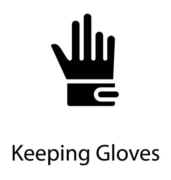 Hållande Handske Med Glasartad Vit Ser Symboliserar Cricket Material — Stock vektor