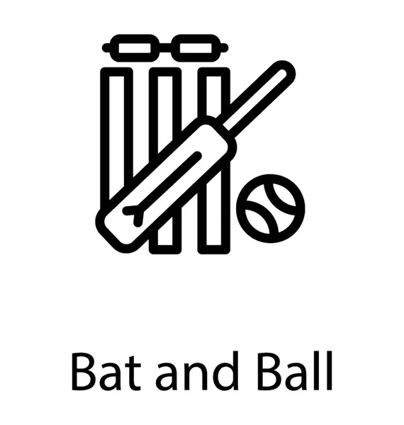 Murciélago Pelota Con Wicket Que Representa Cricket — Vector de stock