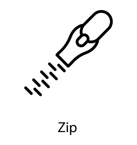 Tissu Attaché Avec Des Boucles Zigzag Montrant Icône Zip — Image vectorielle