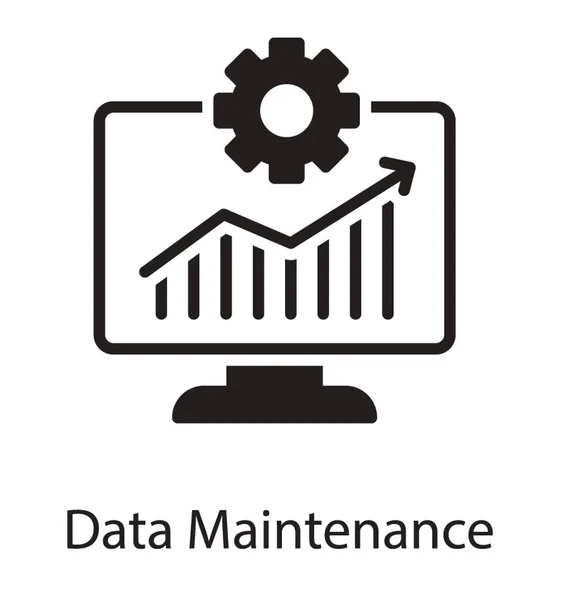 Icona Con Grafico Barre Raffigurante Manutenzione Dei Dati — Vettoriale Stock