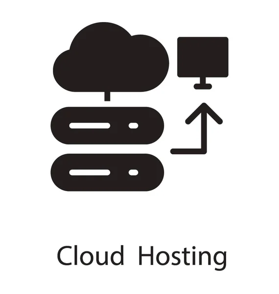 Ikona Počítače Spojené Cloud Zobrazující Cloud Hostingu — Stockový vektor