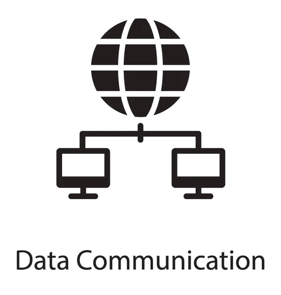 Symbol Einer Mit Dem Computer Verbundenen Erdkugel Die Die Datenkommunikation — Stockvektor