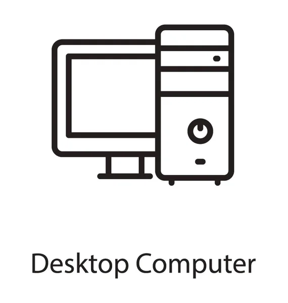 Symbol Eines Cpu Und Lcd Bildschirms Für Desktop Computer — Stockvektor