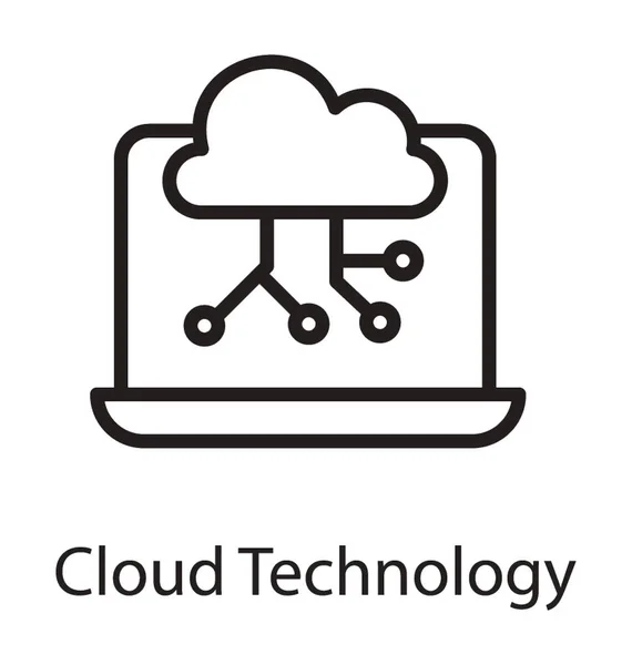 Icona Una Nuvola Computer Portatile Raffigurante Tecnologia Cloud — Vettoriale Stock