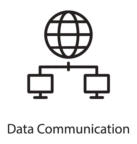 Ikonę Globusa Połączony Komputerem Przedstawiających Dane Komunikacji — Wektor stockowy