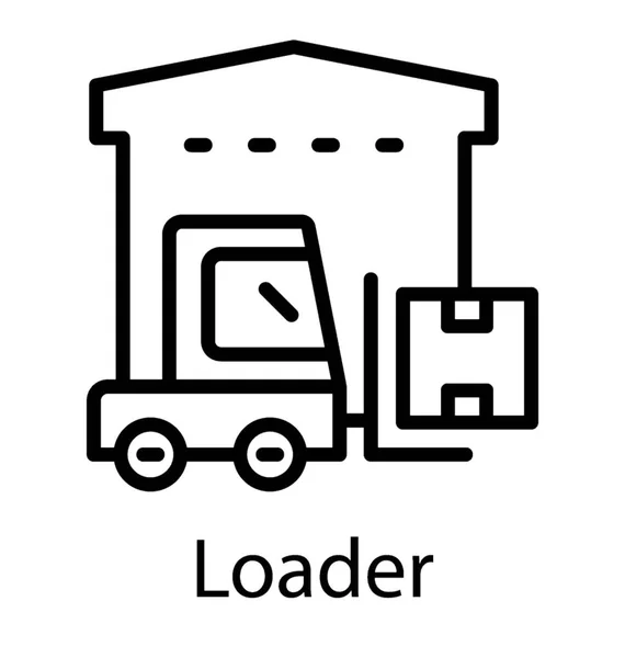 貨物交通機関アイコン箱に梱包財を運ぶフォーク リフト — ストックベクタ