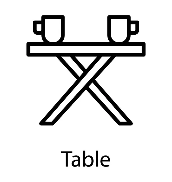 Plastic Table Flat Surface Folded Legs Characterizing Folding Table Travelling — Stock Vector