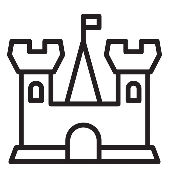 中世纪康威城堡与老建筑学和旗子 — 图库矢量图片