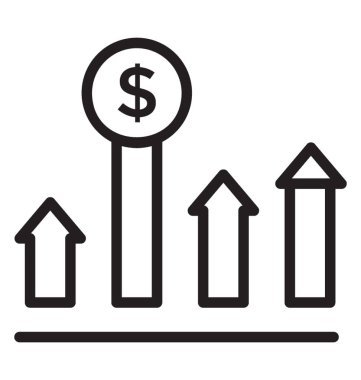 Oklarla Doları yatırım oranı kavramı simgeleyen 