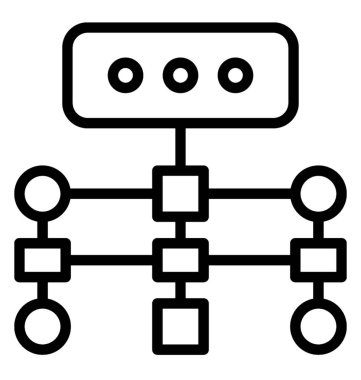 Veritabanı ağ temsil eden farklı hublara bağlı bir veritabanı 