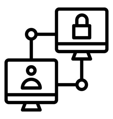 İki bilgisayar birbirleri ile kilit ve kullanıcı görsel belirtir erişim denetimi sahip bağlı 