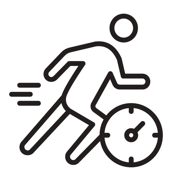 Humano Corriendo Junto Reloj Para Denotar Icono Velocidad Ejecución — Vector de stock