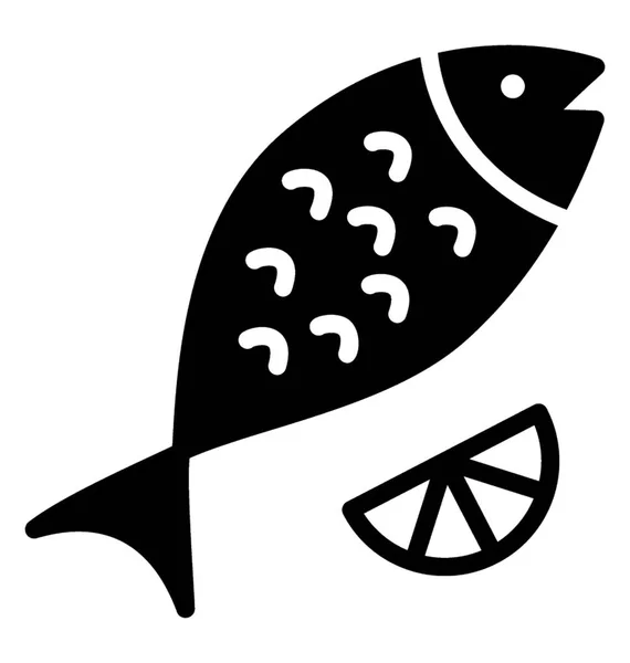 Ένα Ψάρι Που Τοποθετείται Ένα Λεμόνι Για Μαγείρεμα Σκοπός — Διανυσματικό Αρχείο