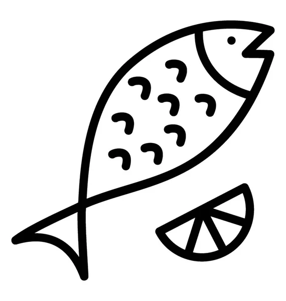 Pescado Colocado Con Limón Para Cocinar — Vector de stock